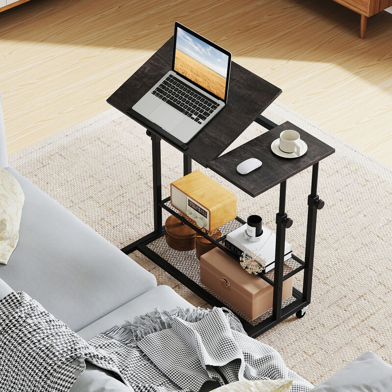 Rolling Standing Desk with Height Adjustment and Tilt Function Tabletop image number 3