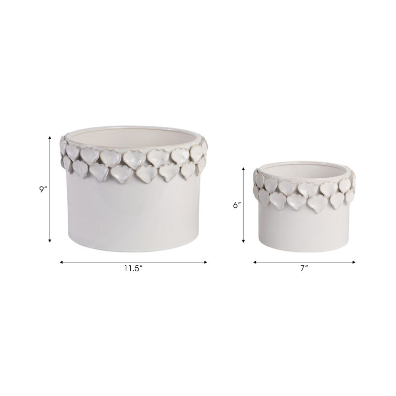 Flower Petal Applique Planters, White set