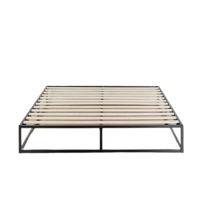 Hivvago King size Modern 10 inch Low Profile Metal Platform Bed Frame with Wood Slats