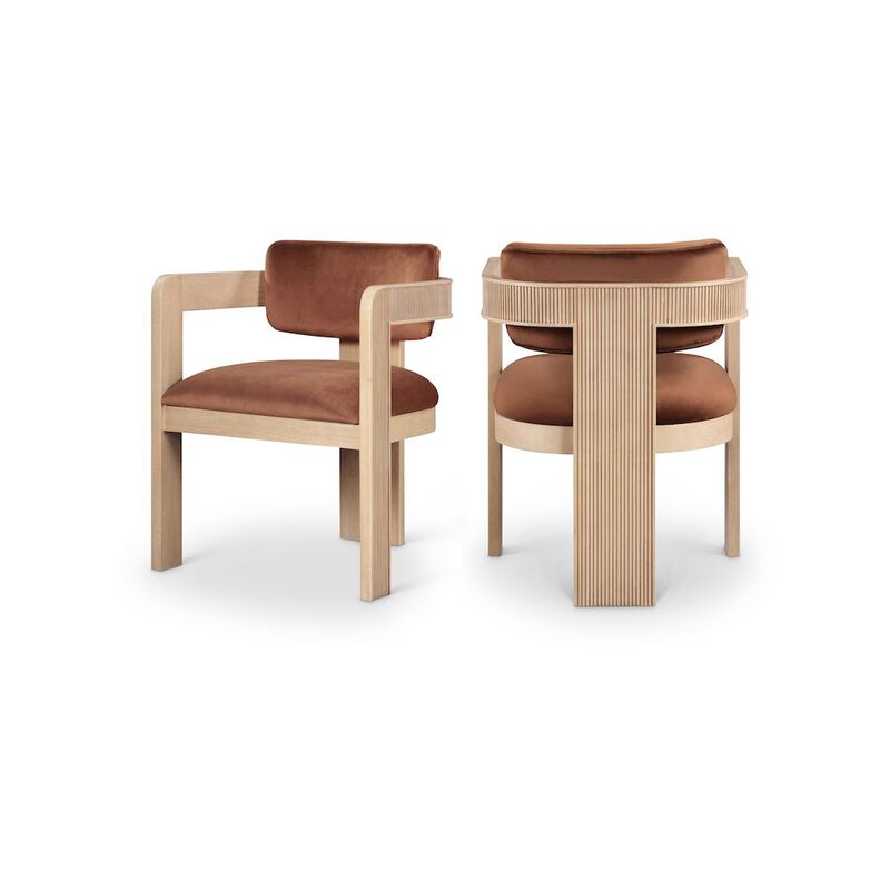 Meridian Furniture Sacha Cognac Velvet Dining Chair, Set of 2