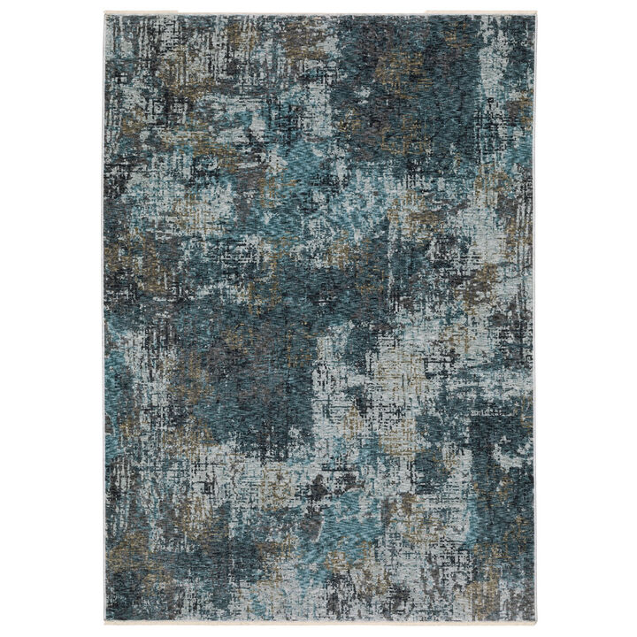 HomeRoots Abstract Distressed Area Rug With Fringe