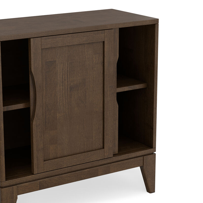 Harper 30 inch Wide Solid Hardwood Mid-Century Modern Low Storage Cabinet in Walnut Brown image number 8