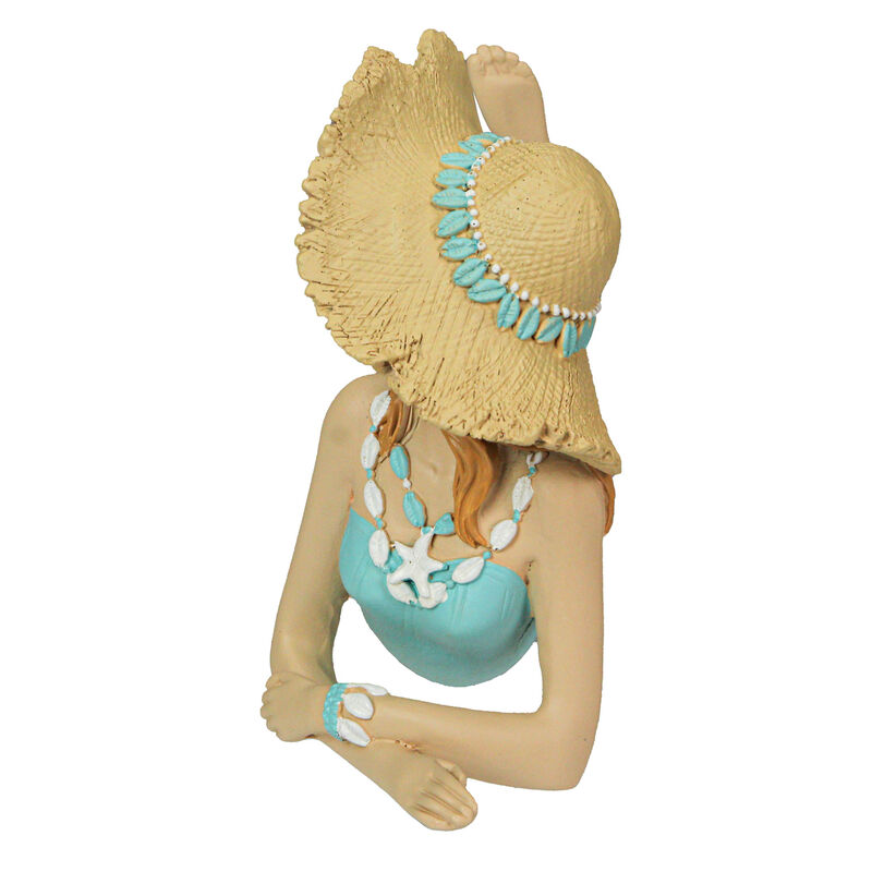 Retro Lounging Beauty Beach Girl Teal Swimsuit Resin Figurine Home Decor image number 2