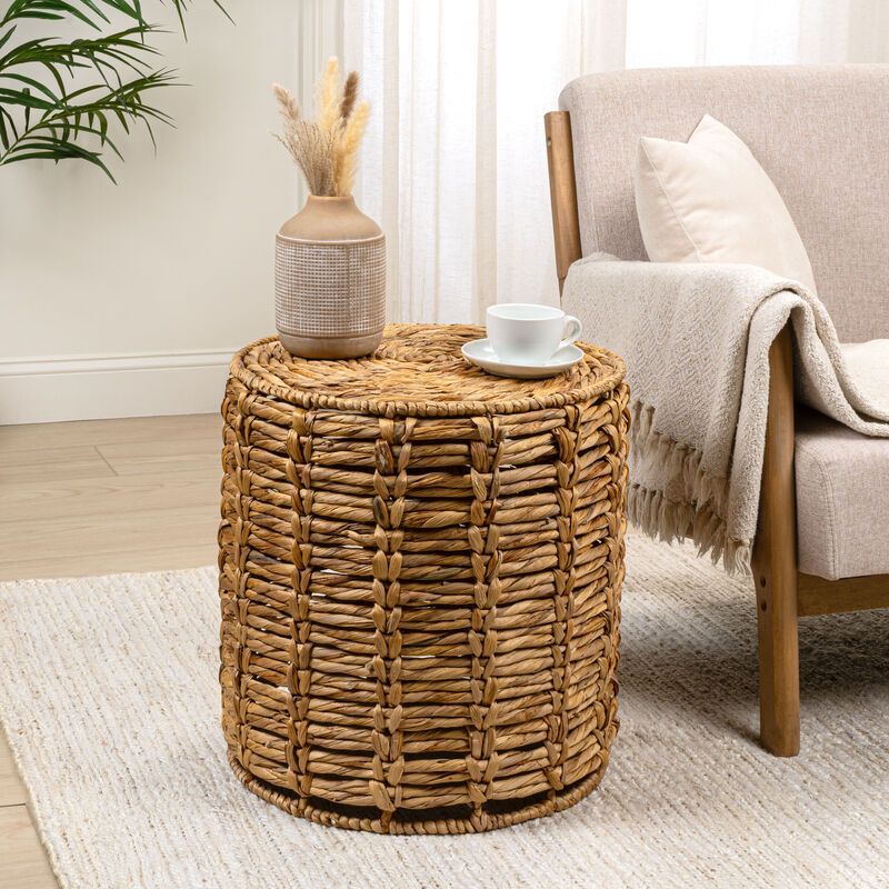 Zaria Coastal Bohemian Handwoven Water Hyacinth Nesting Round Accent Table (Set of 3) image number 5