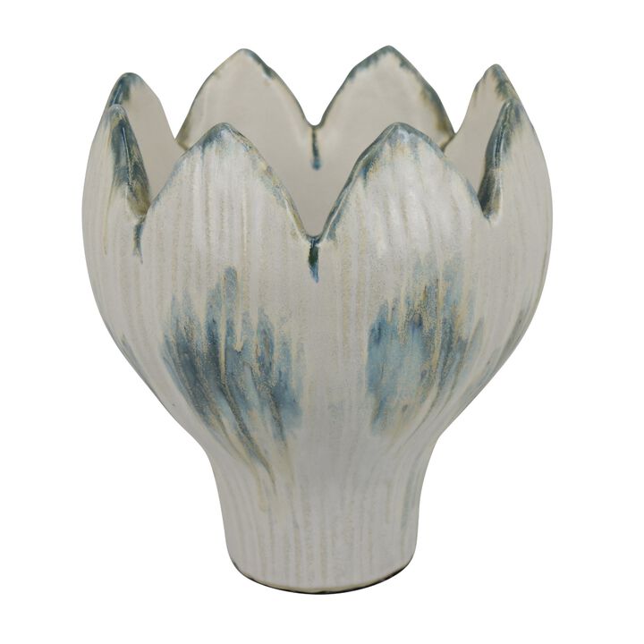 Siena Decorative Planter with Petal Edge Design, Ceramic