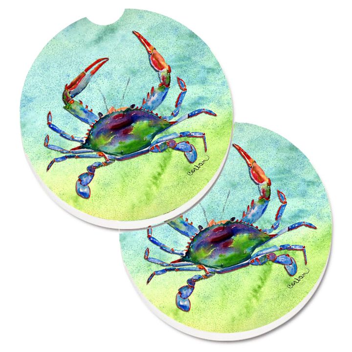 Caroline's Treasures Crab Set of 2 Cup Holder Car Coasters 8550CARC, 2.56, Multicolor