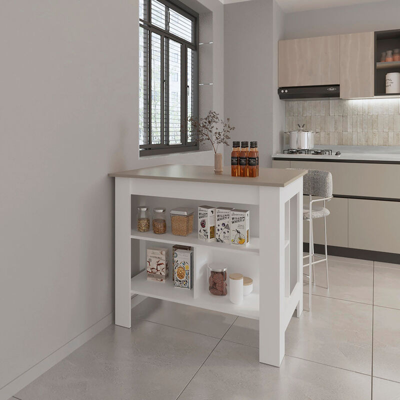 Kitchen Island Ada, Kitchen, Taupe / White image number 1