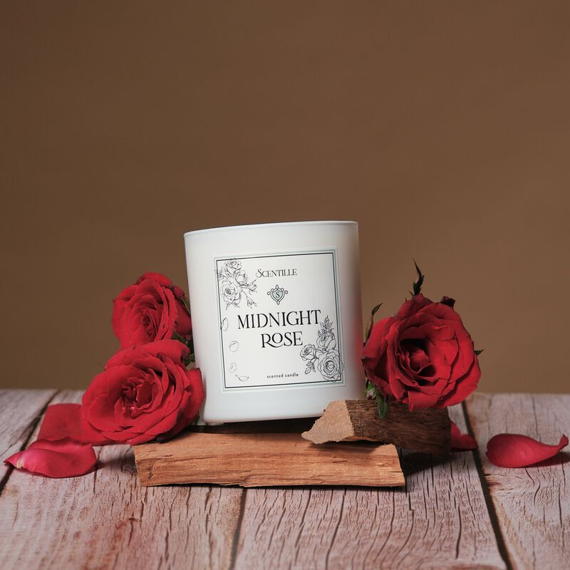 Midnight Rose Candle &ndash; Floral Woody Scent | Soy Coconut Wax