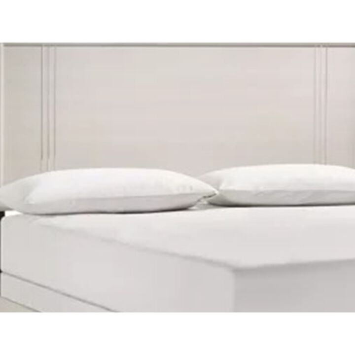 Charie King Bed with Panel-Style Headboard, Tapered Legs, White Wood