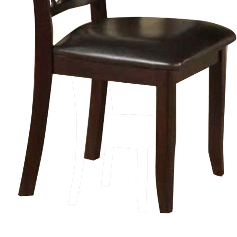 Contemporary Rubber Wood Dining Chair With Upholstered Seat, Set Of 2,Brown-Benzara