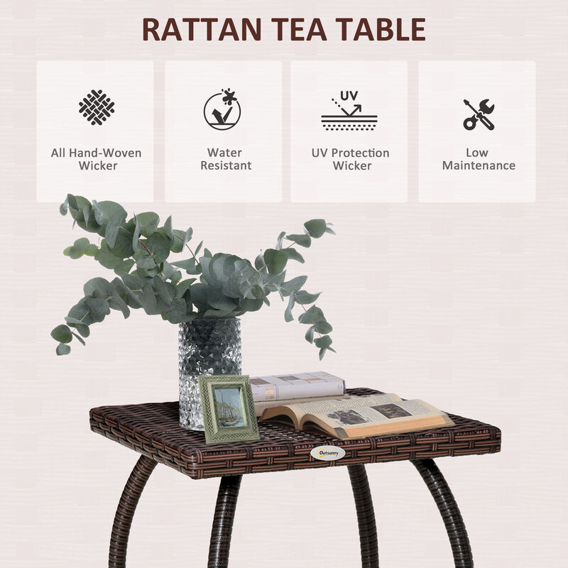 Patio Rattan Coffee Table Outdoor Wicker Side Table Furniture Garden Balcony