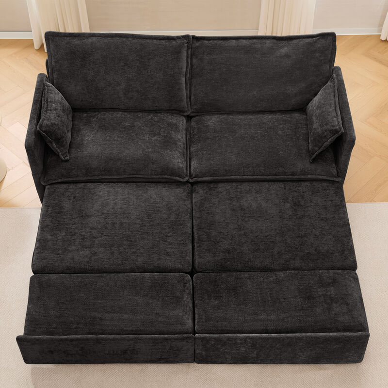 Whisen 73.6" Pull Out Sofa Bed, Convertible Sleeper Sofa Couch with Side Storage and USB/C-TYPE Charging image number 3