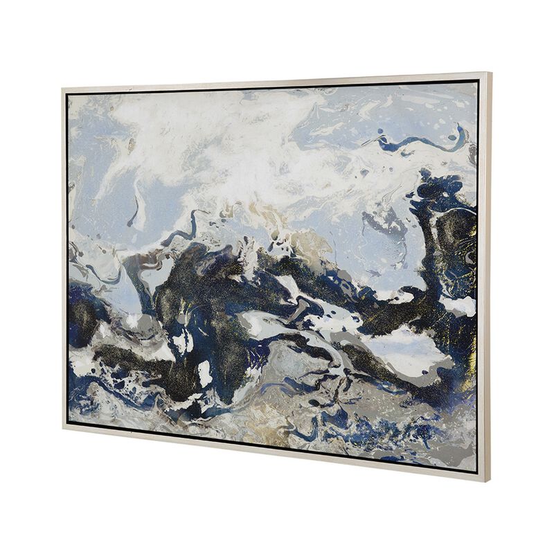 36 x 47 Framed Handpainted Wall Art, Rectangular Multicolor Cerulean Seas image number 4