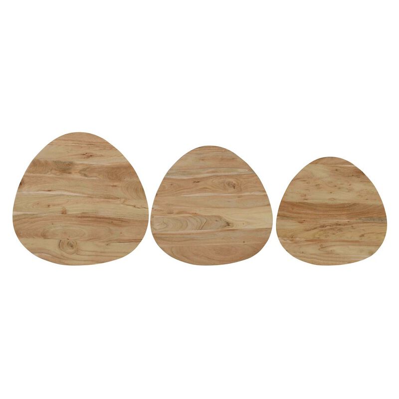 Jofran Reeves Abstract Contemporary Solid Acacia Wood Nesting End Tables (Set of 3)