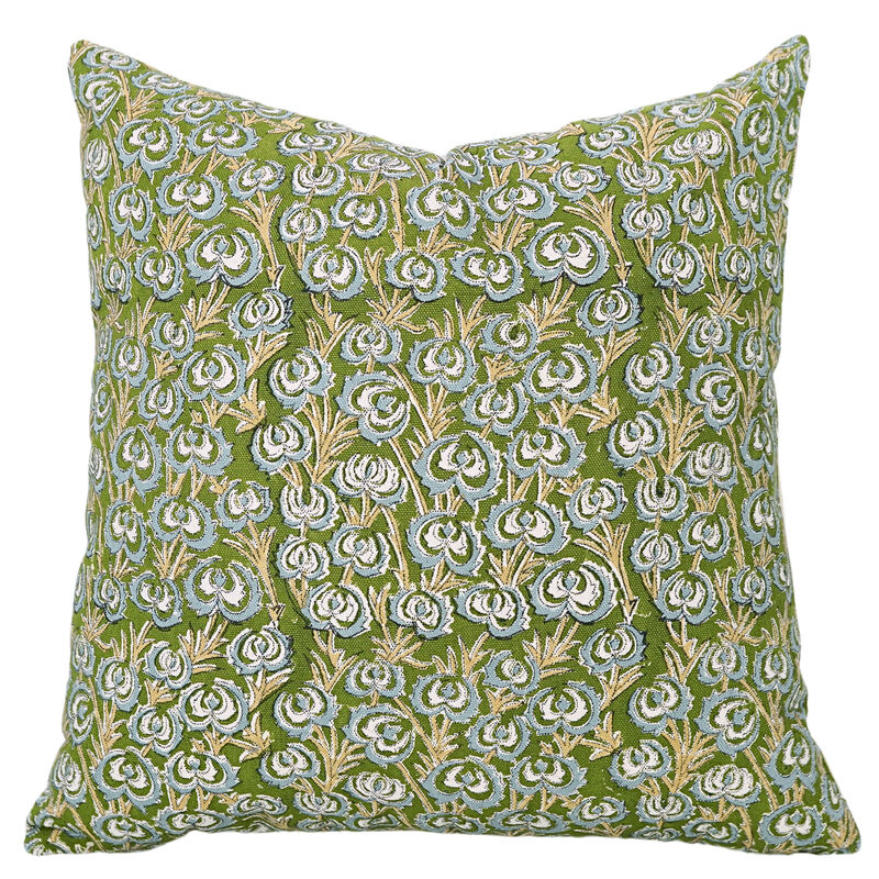 Fabdivine Green Sustainable Fabric Handmade Block Print Pillow or Cushion Cover for Sofa, Couch, Bedroom