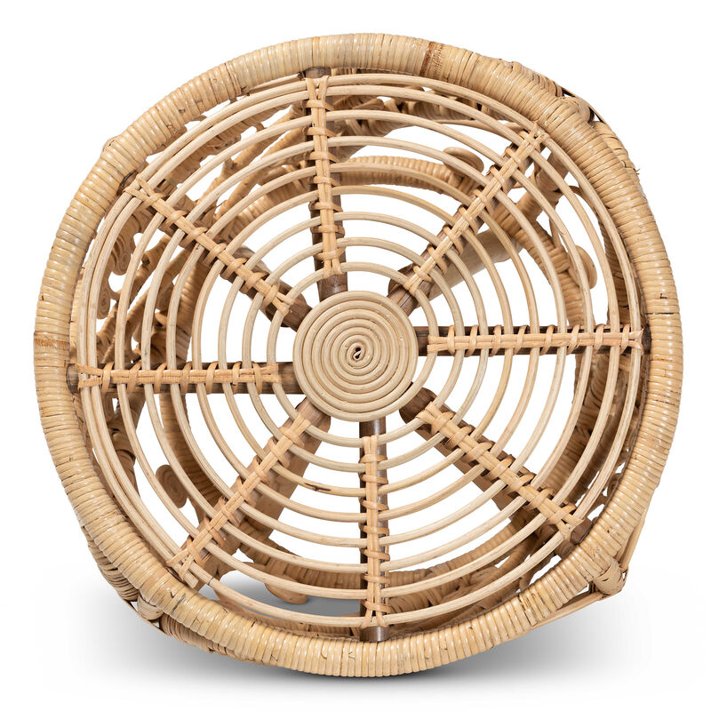 Baxton Studio Saranna Modern Bohemian Natural Brown Finished Rattan End Table