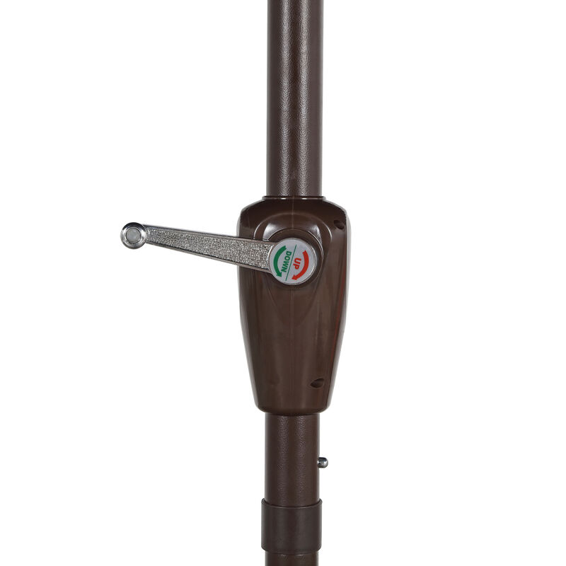 Beverly Designer Classic Scalloped Fringe Half Market Patio Umbrella with Crank, Push Button Tilt and UV Protection