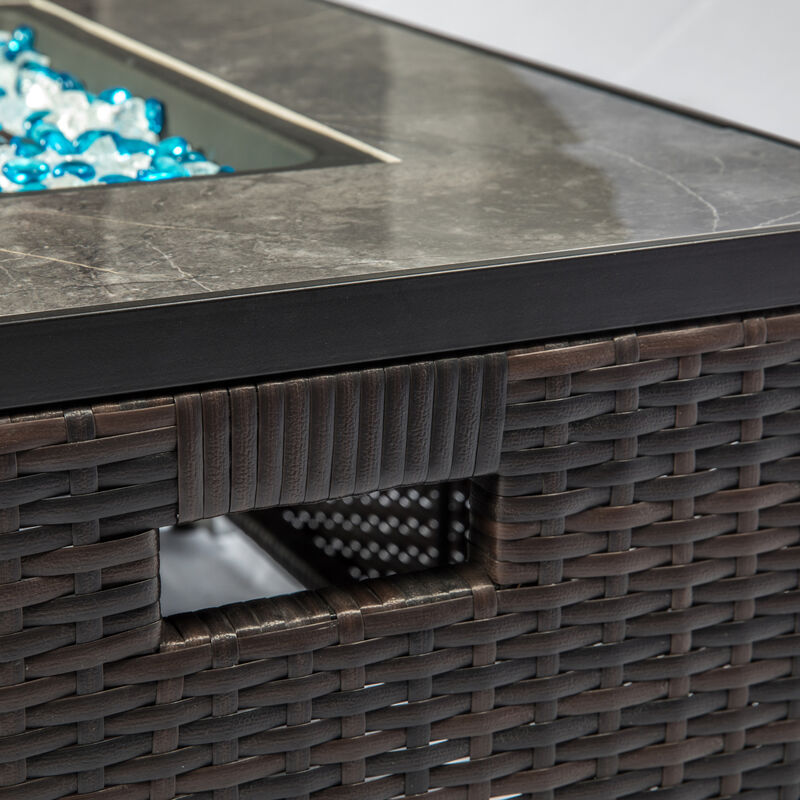 Streamdale Rattan Gas Fire Table with Tile Tabletop image number 7