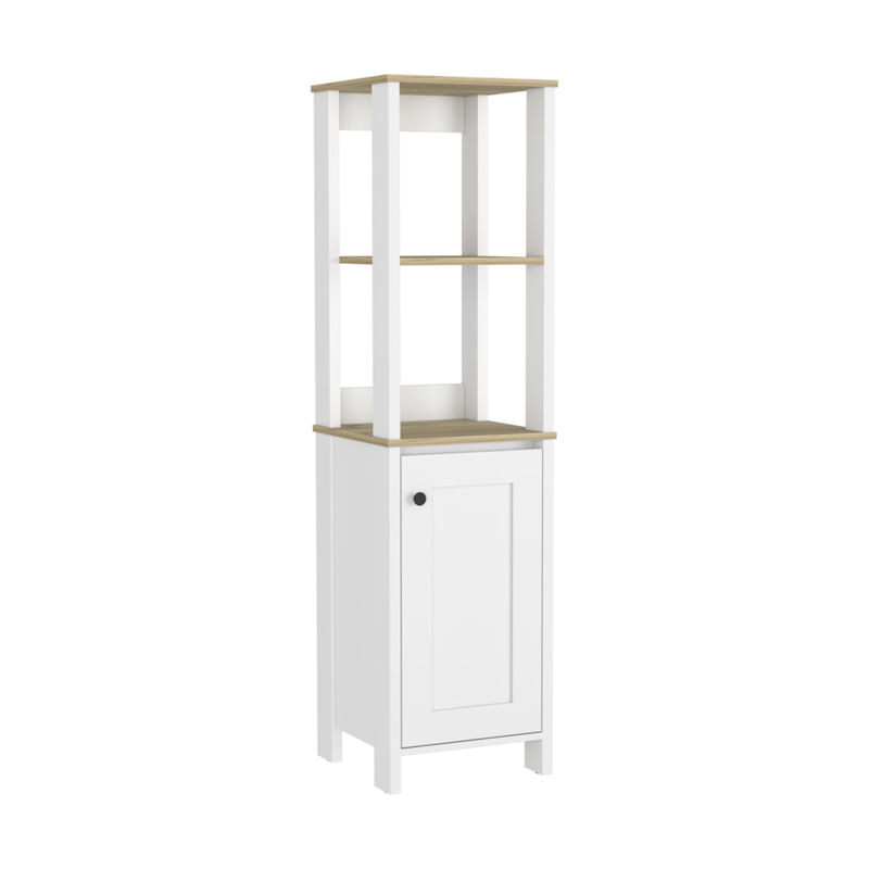Hanover 4-Shelf Linen Cabinet Light Oak and White
