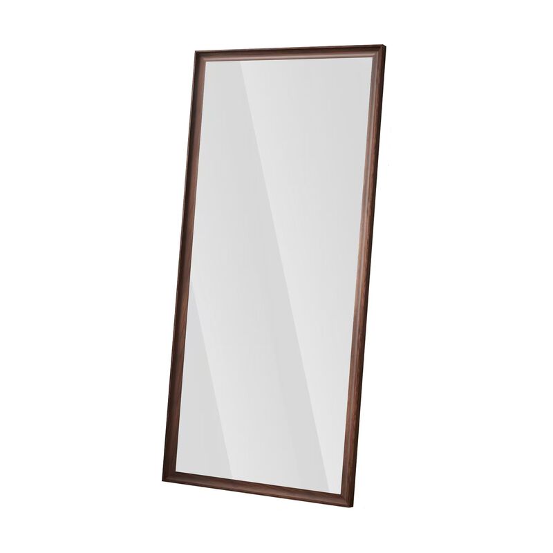 HomeRoots 71" Brown Wood Wall Mounted And Leaning Framed Full Length Mirror image number 0