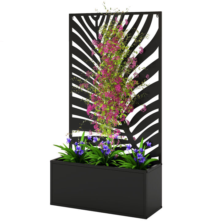Hivvago Garden Planter with Metal Trellis, Wall-Mount or Freestanding