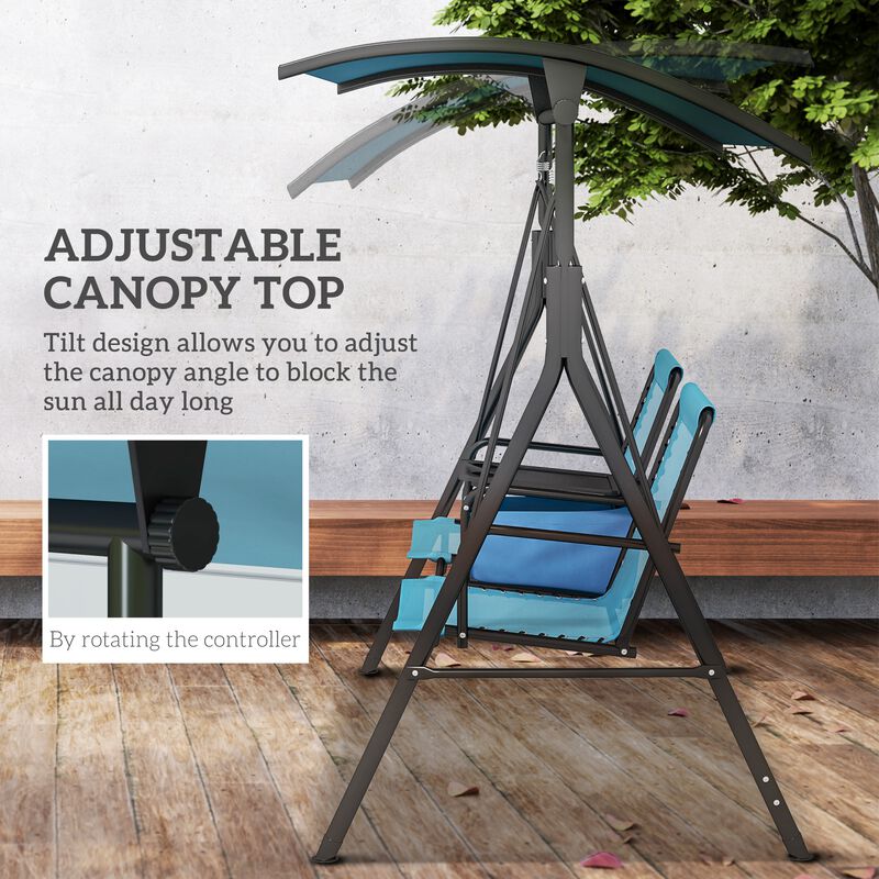 Hivvago Patio Swing for 2 with Storage Tray & Cup Holders image number 3