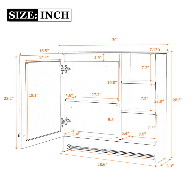ELEMENT ACE Wall-Mount 2-in-1 Mirror Cabinet with Adjustable Shelf and Soft-Closing Hinges for Modern Storage Solutions image number 2