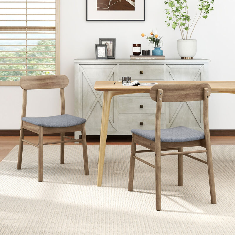 Set of 4 Upholstered Kitchen Chairs with Fabric Seats and Wood Frame image number 6