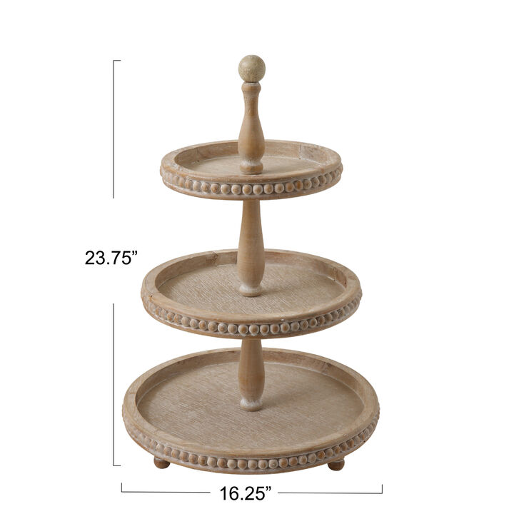 Round 3-Tier Decorative Wood Tray