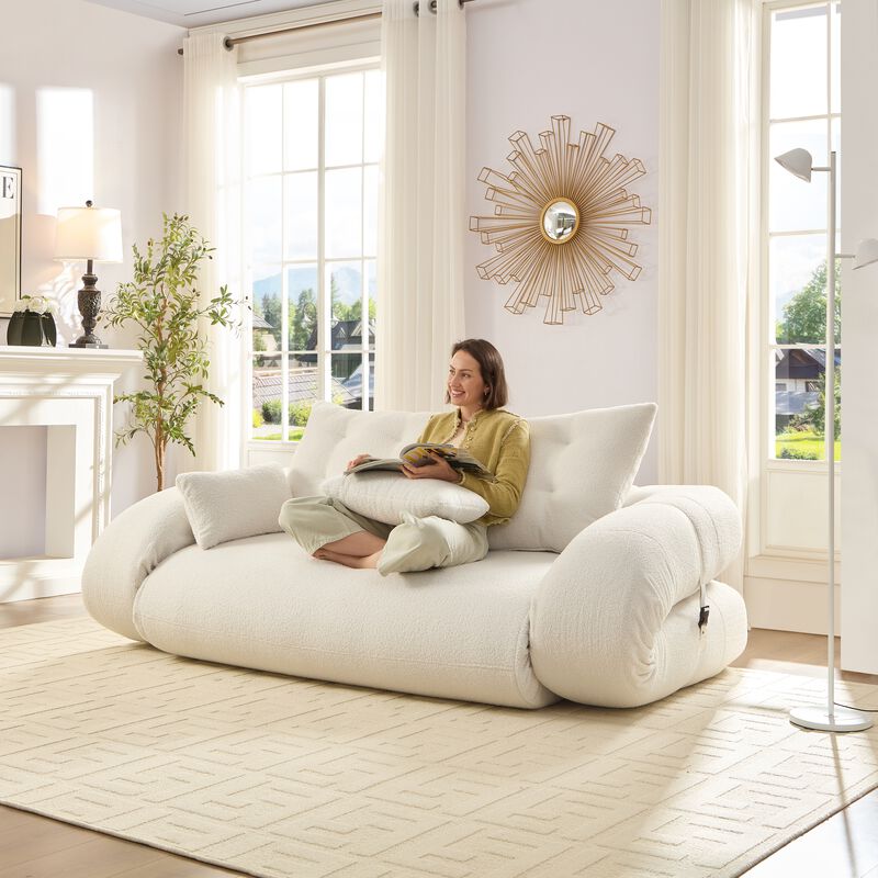 Merax Teddy Fabric Foam-Filled Sleeper Lazy Sofa Couch