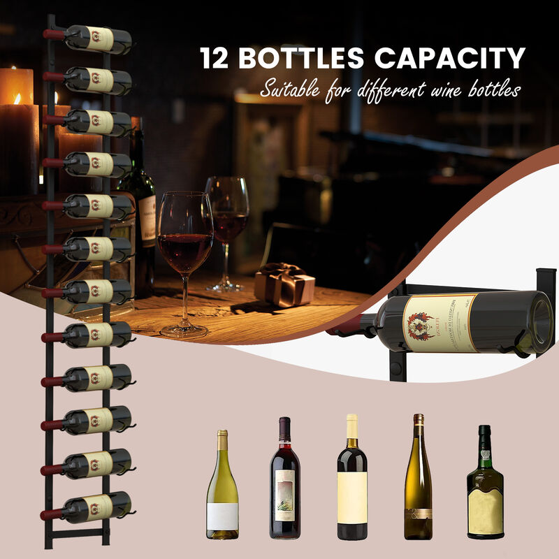 Rust proof Wall Mounted Wine Rack for 6/9/12 Bottles