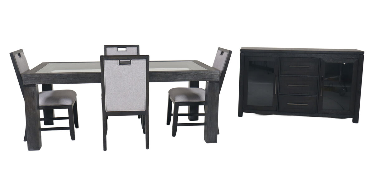 Elodie Table, 4 Side Chairs, & Server