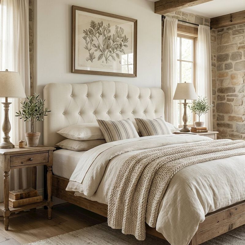 Upholstered Queen Fabric Headboard with Padded Design and Sturdy Construction image number 2