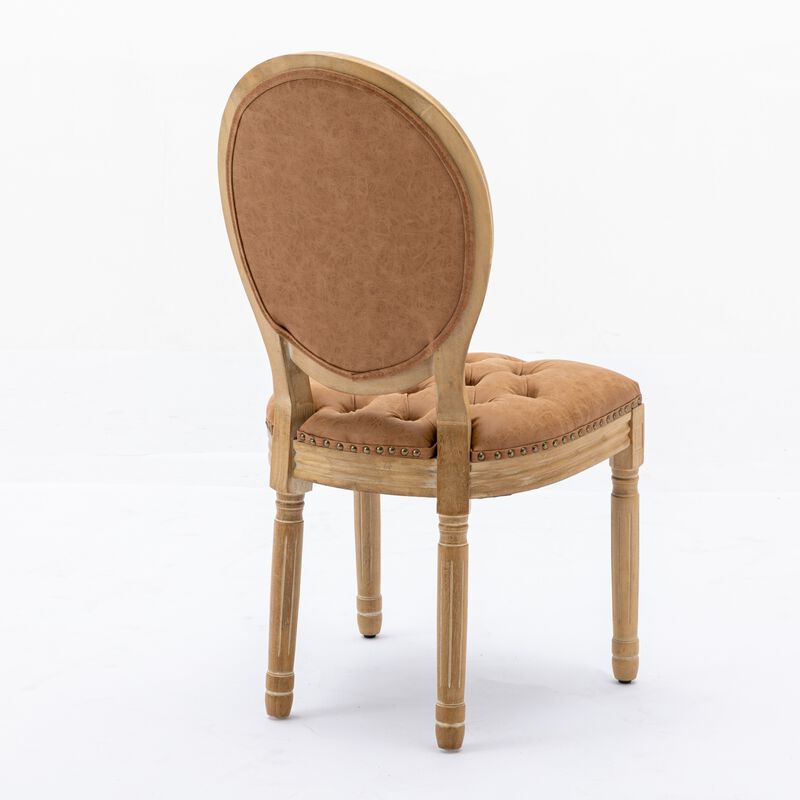 Whisen French Style Dining Chair, Rubberwood Frame with PU Leather Upholstery, Handmade Tufted & Nailhead Trim, Set of 2 for Living Room Kitchen image number 6