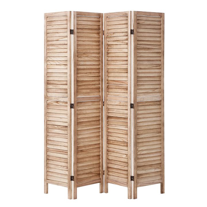 66.9 Inch Wood Room Divider 4 Panel Portable Folding Privacy Screen