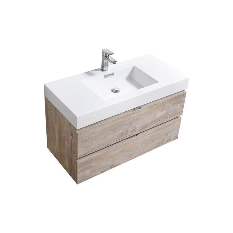 Kubebath Bliss 40 Nature Wood Wall Mount Modern Bathroom Vanity