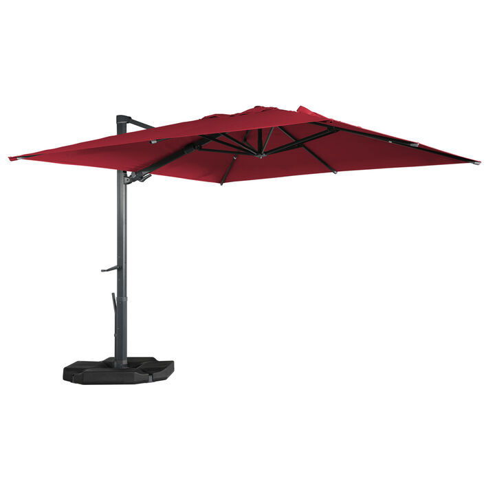 MONDAWE 10ft Square Offset Cantilever Patio Umbrella with Included 4-piece Base Weights