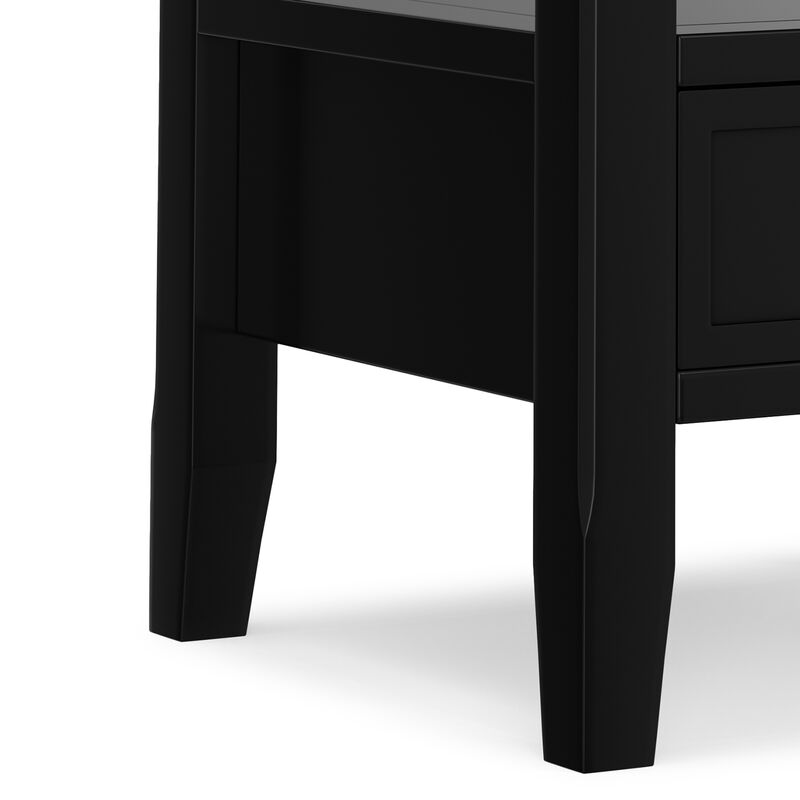 Acadian 19 inch Wide Solid Wood Transitional End Table with Drawer in Black