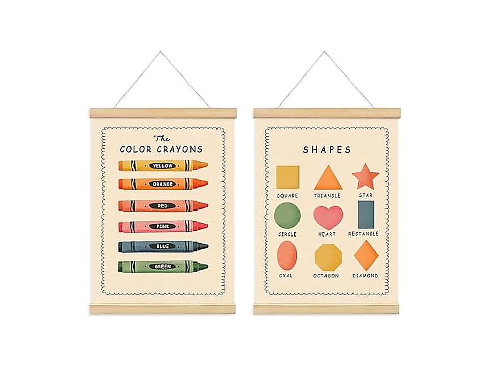 Shapes Colors Posters Classroom Wall Learning Poster Hanger Frame Decor Nursery