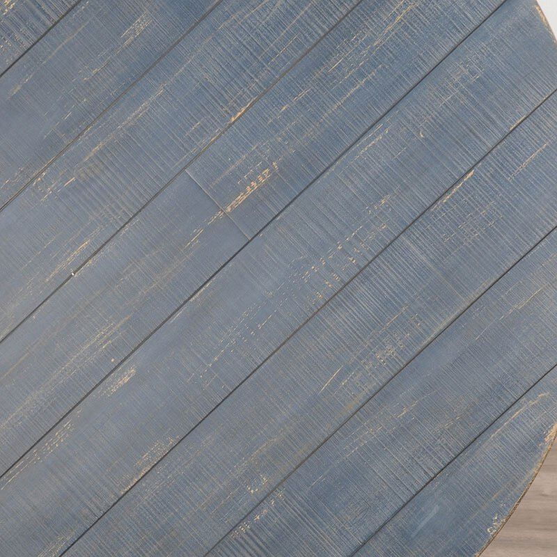 Rena Dining Table, 54 Inch Round Planked Ocean Blue Mahogany Wood