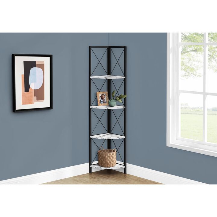 Bookshelf, Bookcase, Etagere, Corner, 4 Tier, 60H, Office, Bedroom