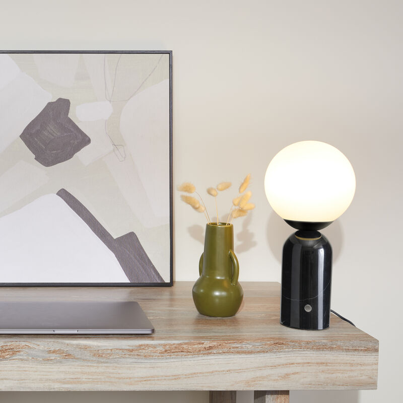 Mila Tall Black Marble LED Table Lamp
