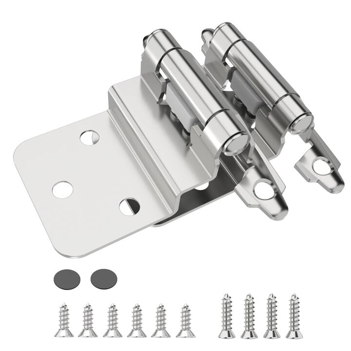 Chibery 3/8 Inch Inset Cabinet Hinges, 20 Pack Self Closing Flush Face Mount Hinges with Door Bumper, Variable Decorative Hardwa
