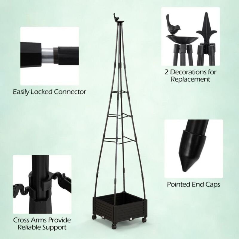 Hivvago Garden Obelisk Trellis with Self-Drainage System for Climbing Plants