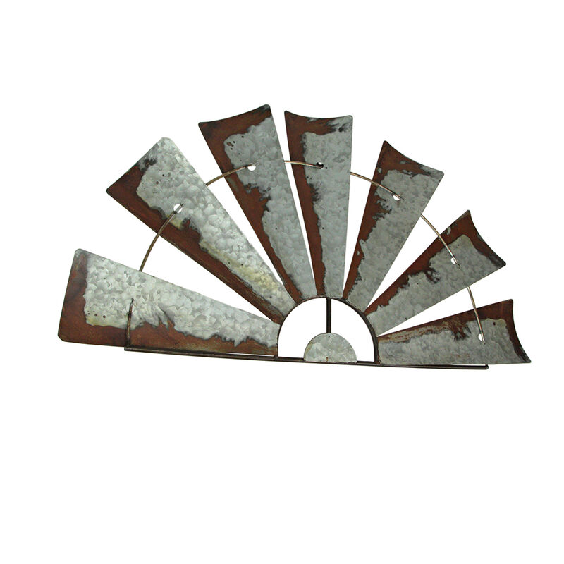 Distressed Rustic Galvanized Metal Half Moon Windmill Wall Art Sculpture image number 5