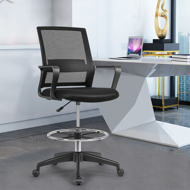 Costway Drafting Chair Tall Office Chair Adjustable Height w/Footrest