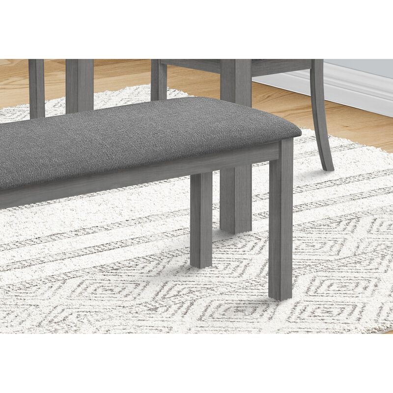 Monarch Specialties I 1433 - Bench, 42" Rectangular, Wood, Upholstered, Dining Room, Kitchen, Entryway, Grey, Transitional