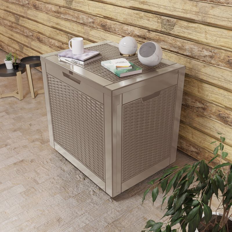 Mondawe 31 GAL Rattan Deck Boxes for Outdoor Storage with Side Handles