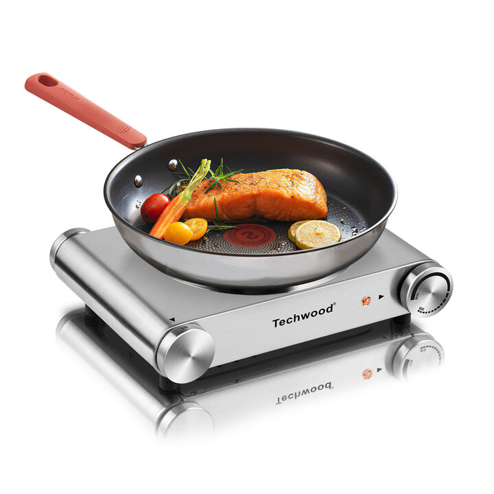 Techwood Single Burner for Cooking, 1200W Portable Infrared Ceramic Electric Stove with Adjustable Temperature, 7.1&rdquo; Cooktop for Home/RV/Camp