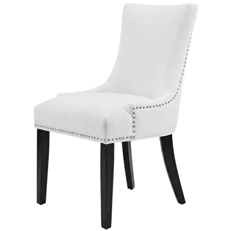 Faux Leather Upholstered Dining Chairs, White, Set of 4 image number 2